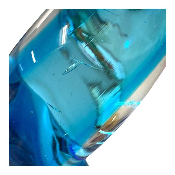 Art Blue Glass Wave Twisted Cone Sculpture Modern Art Decor Curved Abstract MCM - Picture 9 of 9